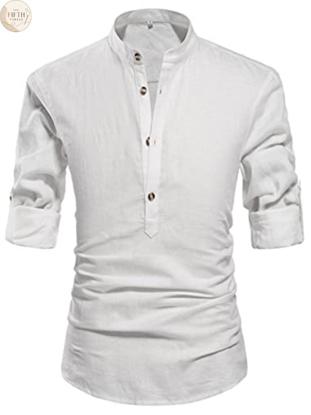 Men's Linen Henley Shirt Long Sleeve Casual Button Front Lightweight